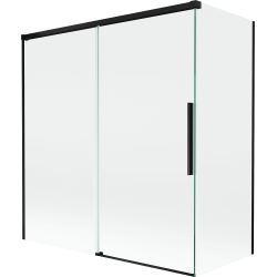 Mexen Rox kétszárnyú toló kádparaván 150 + 70 x 150 cm, átlátszó, fekete - 8C9-150-070-70-00