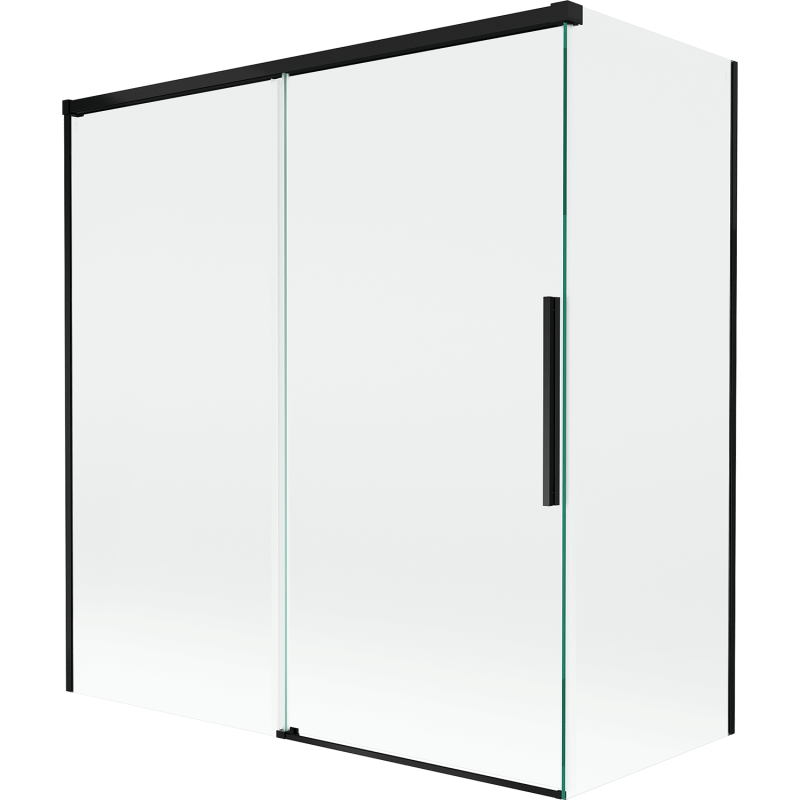 Mexen Rox 2-paneles, toló, kádparaván 150 + 70 x 150 cm, átlátszó, fekete - 8C9-150-070-70-00