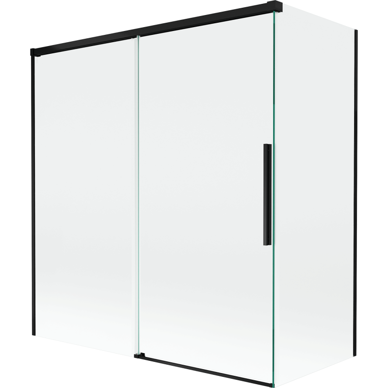 Mexen Rox kétszárnyú toló kádparaván 150 + 70 x 150 cm, átlátszó, fekete - 8C9-150-070-70-00