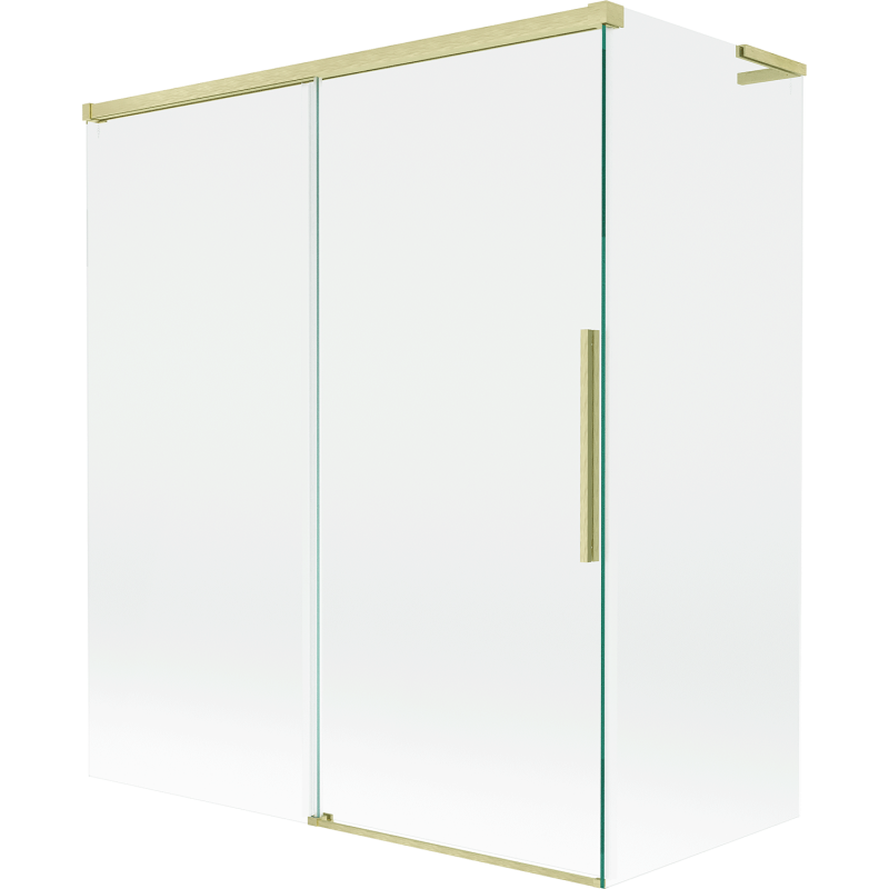 Mexen Rox L kétszárnyú eltolható fürdőkád partíció 140 + 70 x 150 cm, átlátszó, arany kefe - 8C9L-140-070-55-00