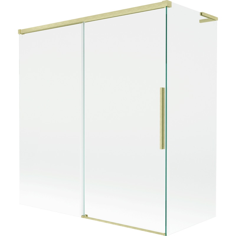 Mexen Rox L kétszárnyú zuhanyfal, tolóajtós 150 + 70 x 150 cm, átlátszó, arany szálcsiszolt - 8C9L-150-070-55-00
