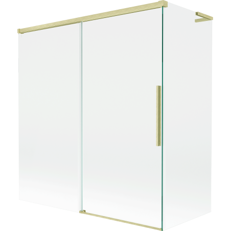 Mexen Rox L kétszárnyú zuhanyfal, tolóajtós 150 + 70 x 150 cm, átlátszó, arany szálcsiszolt - 8C9L-150-070-55-00