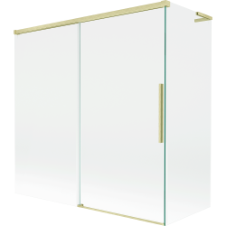 Mexen Rox L kádparaván 2-ajós, toló 160 + 70 x 150 cm, átlátszó, arany szálcsiszolt - 8C9L-160-070-55-00