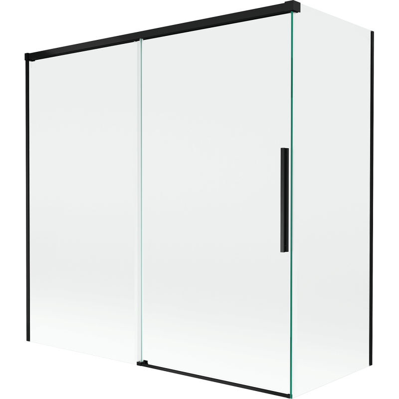 Mexen Rox 2-részes eltolható fürdőszobai paraván 160 + 75 x 150 cm, áttetsző, fekete - 8C9-160-075-70-00