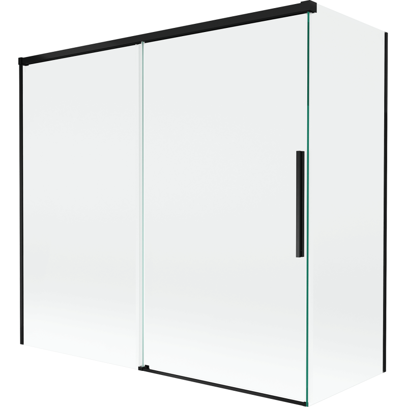 Mexen Rox kétszárnyú eltolható fürdőszobai paraván 170 + 75 x 150 cm, átlátszó, fekete - 8C9-170-075-70-00