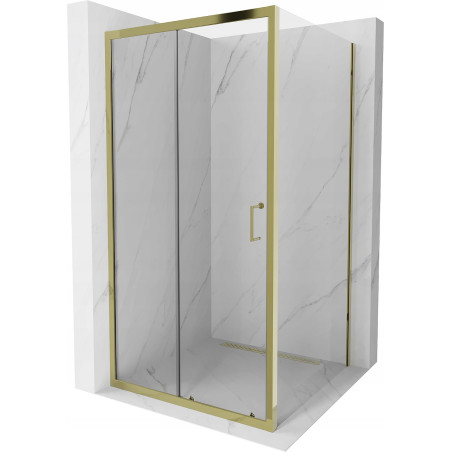 Mexen Apia 90 x 90 cm-es tolóajtós tuskabina, átlátszó, arany - 840-090-090-50-00