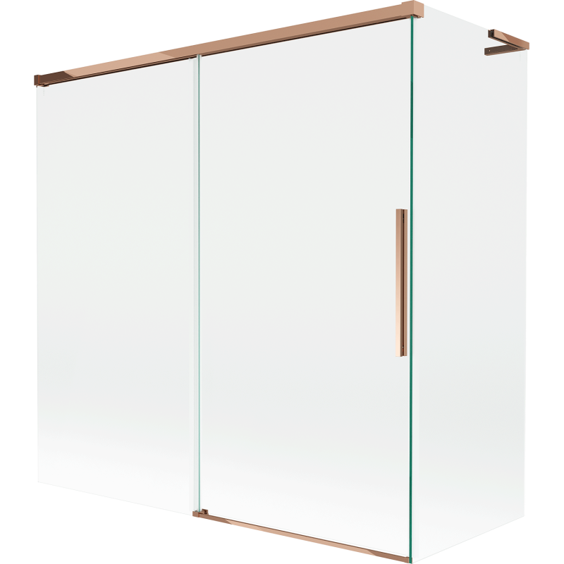 Mexen Rox L kétszárnyú kádparaván, eltolható 160 + 70 x 150 cm, átlátszó, rózsaarany - 8C9L-160-070-60-00
