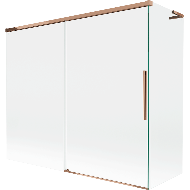 Mexen Rox L kétszárnyú kádparaván, 2-szárnyú, toló, 180 + 80 x 150 cm, átlátszó, rózsaarany - 8C9L-180-080-60-00