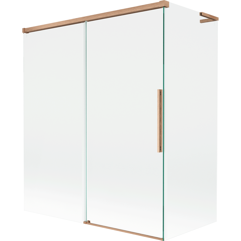 Mexen Rox L 2-paneles tolóajtós kádparaván 140 + 70 x 150 cm, átlátszó, csiszolt réz - 8C9L-140-070-65-00