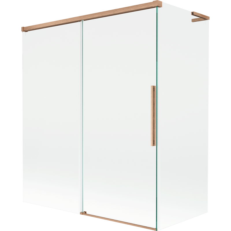 Mexen Rox L paravan de cadă cu 2 uși glisante 140 + 70 x 150 cm, transparent, cupru periat - 8C9L-140-070-65-00
