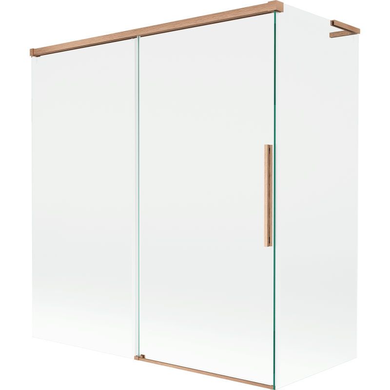 Mexen Rox L paravan de cadă cu 2 uși glisante 150 + 70 x 150 cm, transparent, cupru periat - 8C9L-150-070-65-00