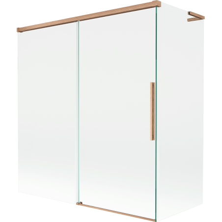 Mexen Rox L fürdőkádparaván, 2 szárnyas, tolóajtós, 150 + 70 x 150 cm, átlátszó, kefélt réz - 8C9L-150-070-65-00