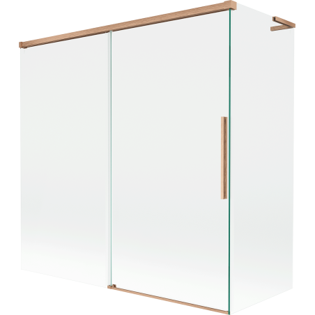 Mexen Rox L kétszárnyú, toló fürdőkádparaván, 160 + 70 x 150 cm, átlátszó, réz szálcsiszolt - 8C9L-160-070-65-00