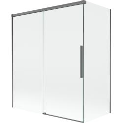 Mexen Rox kádparaván 2-szárnyú tolóajtós 140 + 70 x 150 cm, átlátszó, gun metal - 8C9-140-070-95-00