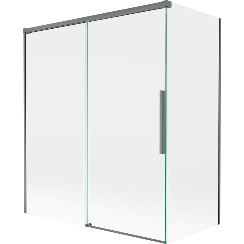 Mexen Rox kádparaván 2-szárnyú tolóajtós 140 + 70 x 150 cm, átlátszó, gun metal - 8C9-140-070-95-00