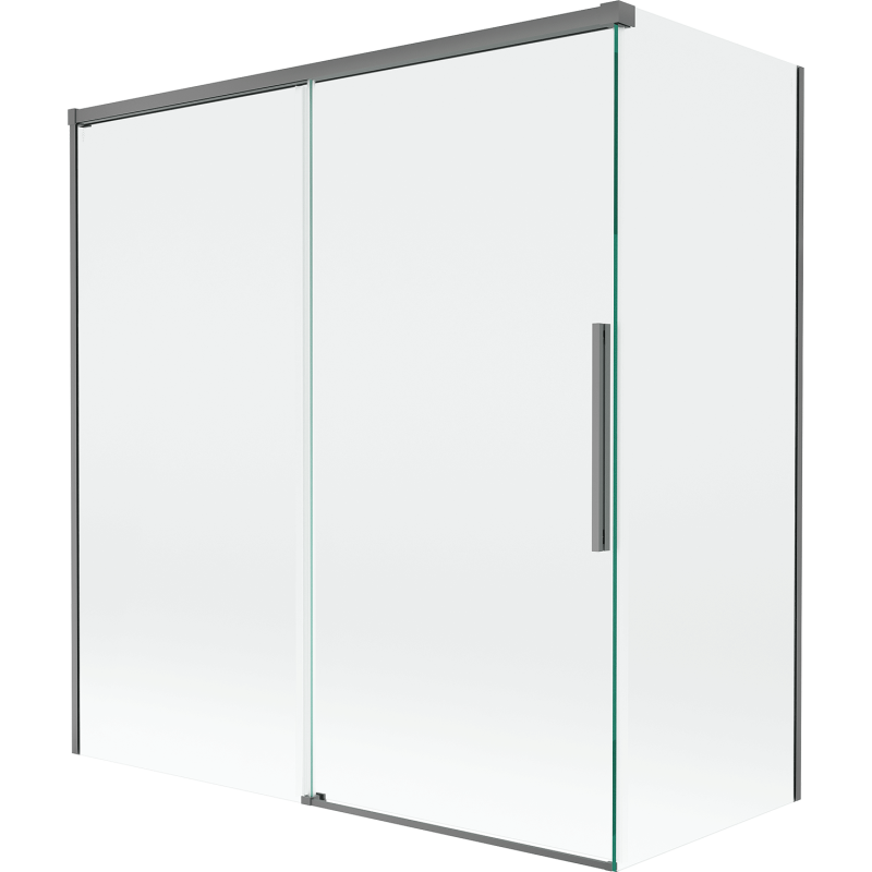 Mexen Rox kétszárnyú toló zuhanyfal 150 + 70 x 150 cm, átlátszó, gun metal - 8C9-150-070-95-00