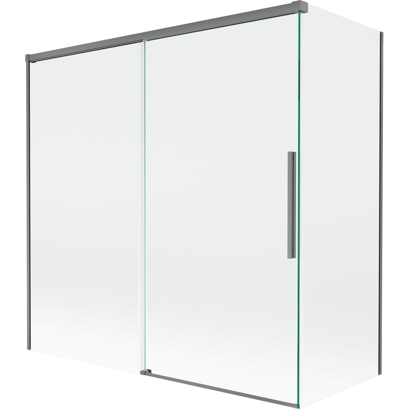 Mexen Rox 2-részes kádparaván, eltolható, 160 + 75 x 150 cm, áttetsző, gun metal - 8C9-160-075-95-00