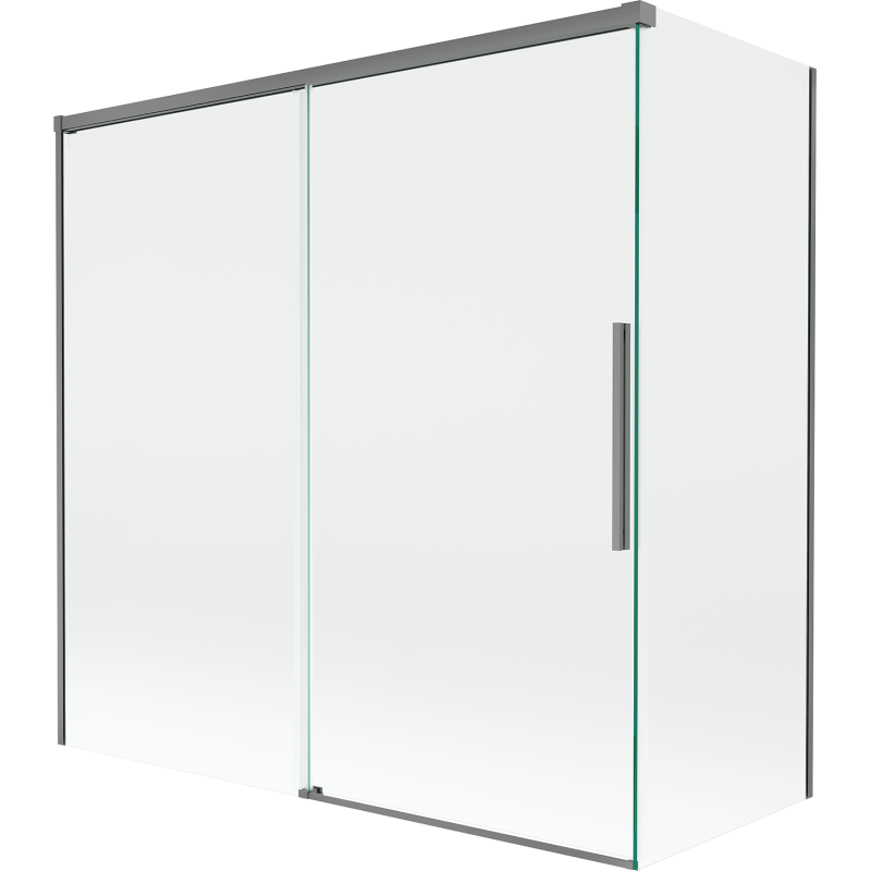 Mexen Rox paravan de cadă cu 2 uși glisante 160 + 75 x 150 cm, transparent, gun metal - 8C9-160-075-95-00