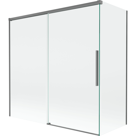 Mexen Rox paravan de cadă cu 2 uși glisante 160 + 75 x 150 cm, transparent, gun metal - 8C9-160-075-95-00
