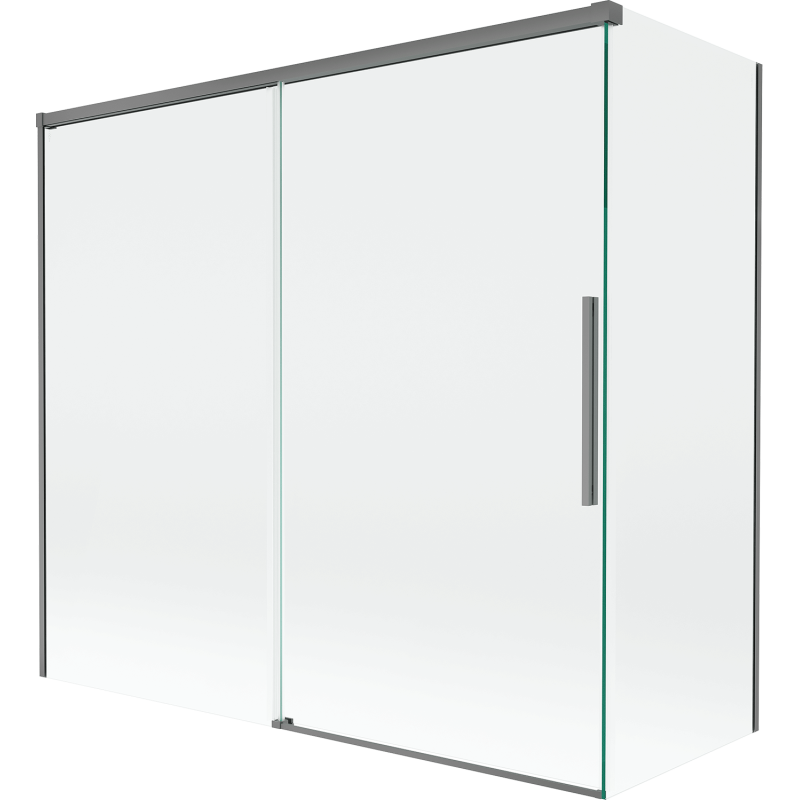 Mexen Rox kétszárnyú, eltolható fürdőszobai paraván 170 + 75 x 150 cm, átlátszó, fémszürke - 8C9-170-075-95-00