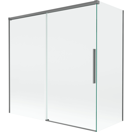 Mexen Rox 2 szárnyas eltolható fürdőszobai paraván 160 + 80 x 150 cm, átlátszó, fegyvermetál - 8C9-160-080-95-00