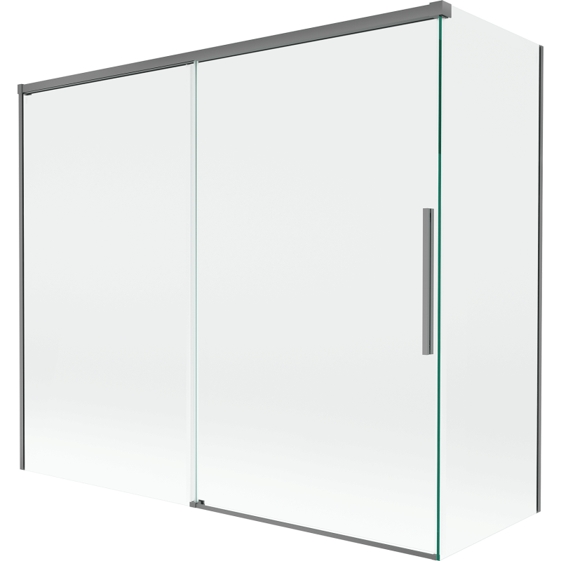 Mexen Rox 2-szárnyú toló zuhanyfüggöny, 180 + 80 x 150 cm, átlátszó, gun metal - 8C9-180-080-95-00
