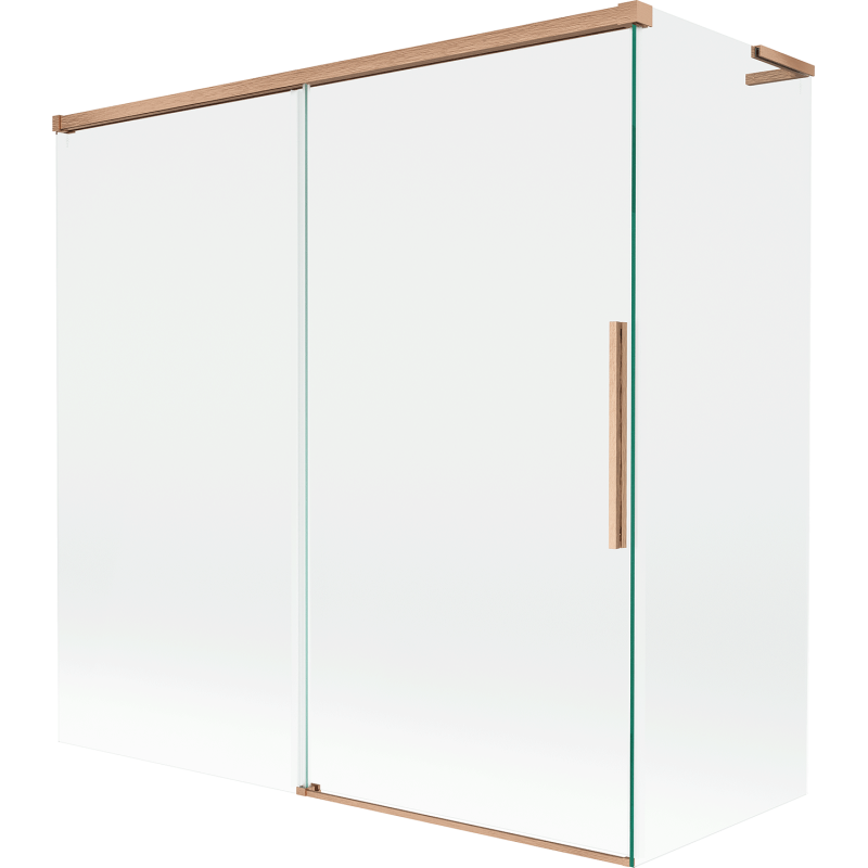 Mexen Rox L fürdőszobai paraván, 2-szárnyú, toló, 160 + 80 x 150 cm, átlátszó, kefélt réz - 8C9L-160-080-65-00