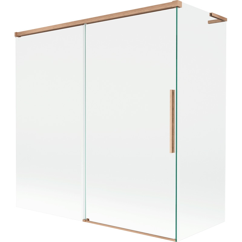 Mexen Rox L kétpaneles, elhúzható kádparaván 160 + 80 x 150 cm, átlátszó, kefe hatású réz szín - 8C9L-160-080-65-00
