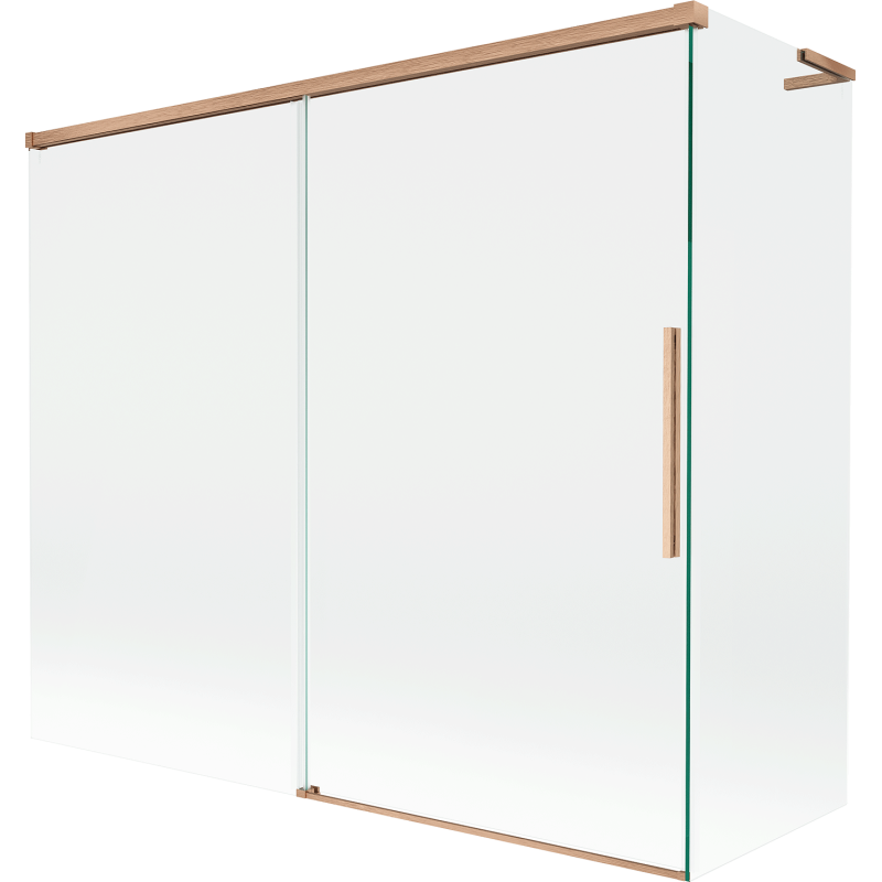 Mexen Rox L paravan de cadă cu 2 uși glisante 180 + 80 x 150 cm, transparent, cupru periat - 8C9L-180-080-65-00