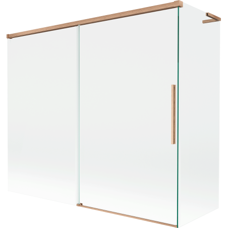 Mexen Rox L paravan de cadă cu 2 uși glisante 180 + 80 x 150 cm, transparent, cupru periat - 8C9L-180-080-65-00