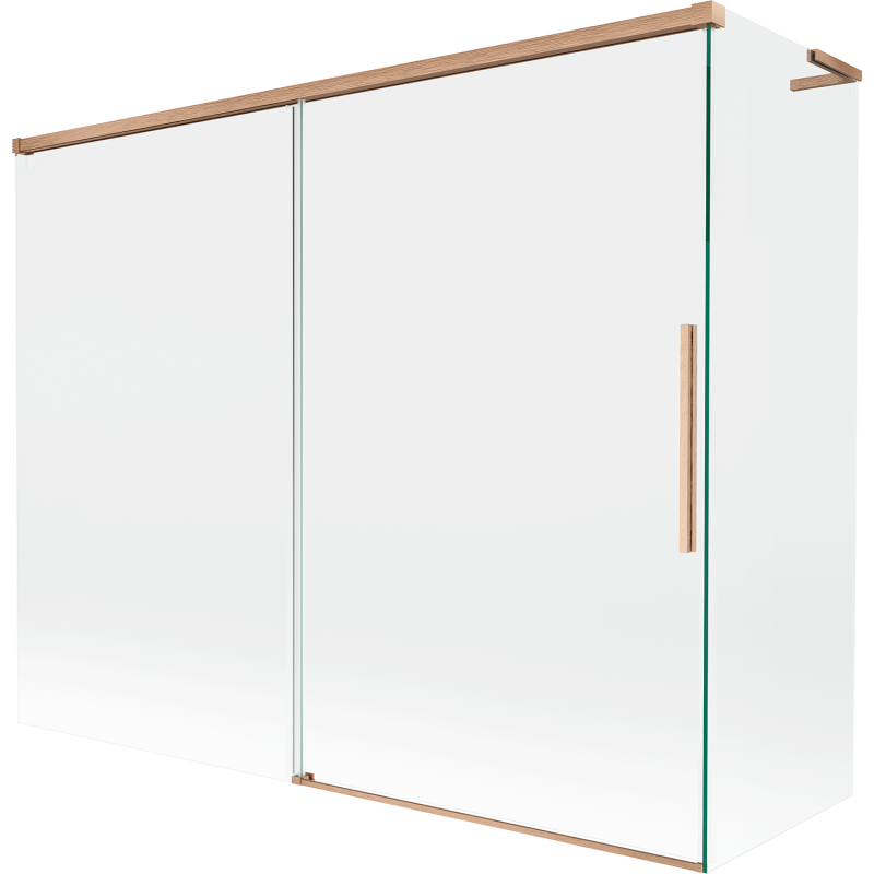 Mexen Rox L paravan de cadă glisant cu 2 aripi 190 + 80 x 150 cm, transparent, cupru periat - 8C9L-190-080-65-00