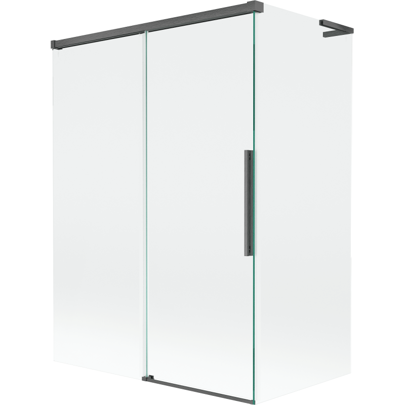 Mexen Rox L paravan de cadă cu 2 aripi glisante 120 + 70 x 150 cm, transparent, gri metalizat periat - 8C9L-120-070-66-00