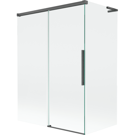 Mexen Rox L 2-részes toló fürdőszobai paraván 120 + 70 x 150 cm, átlátszó, gun gray kefe - 8C9L-120-070-66-00