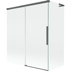 Mexen Rox L 2-szárnyú, toló, 140 + 70 x 150 cm-es fürdőkád paraván, átlátszó, gun gray kefe hatású