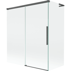 Mexen Rox L kádparaván 2-szárnyú tolóajtóval 140 + 70 x 150 cm, átlátszó, gun gray polírozott - 8C9L-140-070-66-00