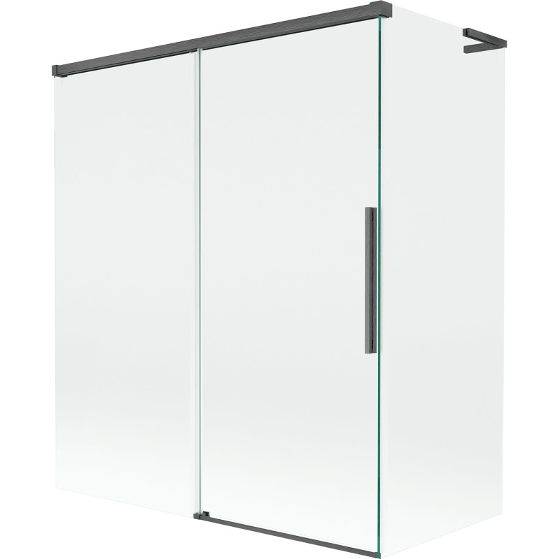Mexen Rox L 2-szárnyú, toló, 140 + 70 x 150 cm-es fürdőkád paraván, átlátszó, gun gray kefe hatású