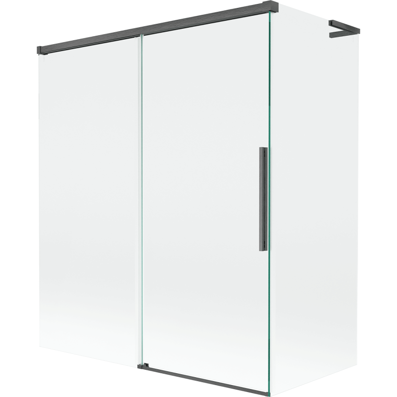 Mexen Rox L paravan cadă cu 2 uși glisante 140 + 70 x 150 cm, transparent, gri armat periat - 8C9L-140-070-66-00