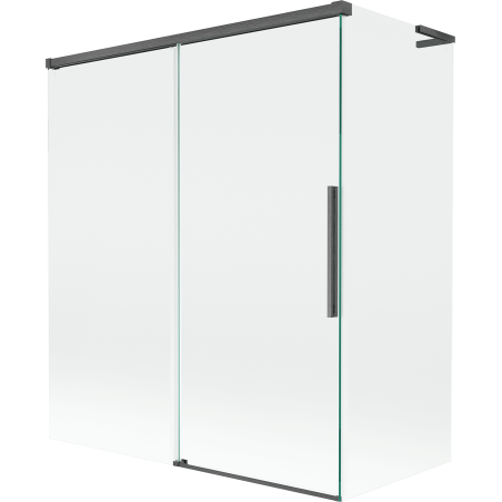 Mexen Rox L 2-szárnyú, toló, 140 + 70 x 150 cm-es fürdőkád paraván, átlátszó, gun gray kefe hatású