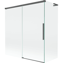Mexen Rox L 2 szárnyas, 150 + 70 x 150 cm-es eltolható kádparaván, átlátszó, szálcsiszolt gun gray - 8C9L-150-070-66-00