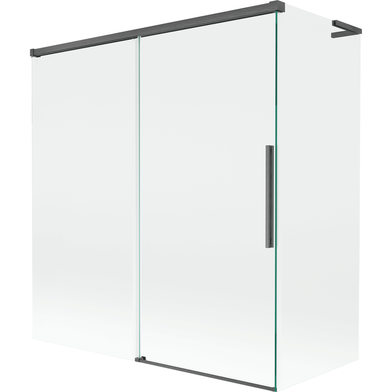 Mexen Rox L 2 szárnyas, 150 + 70 x 150 cm-es eltolható kádparaván, átlátszó, szálcsiszolt gun gray - 8C9L-150-070-66-00