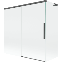 Mexen Rox L paravan de cadă cu 2 foi glisante 160 + 70 x 150 cm, transparent, gri armat periat - 8C9L-160-070-66-00