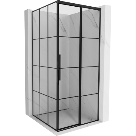 Mexen Rox cabină de duș glisantă dreaptă 100 x 100 cm, grilaj negru, negru - 8C2-100-100-70-77-P