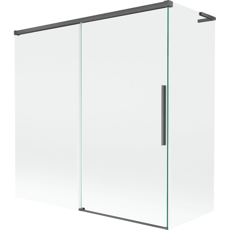 Mexen Rox L kétpaneles toló kádparaván 160 + 80 x 150 cm, átlátszó, szálcsiszolt gun gray - 8C9L-160-080-66-00