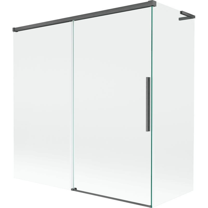 Paravan cadă Mexen Rox L cu 2 aripi culisante 160 + 80 x 150 cm, transparent, gri periat - 8C9L-160-080-66-00