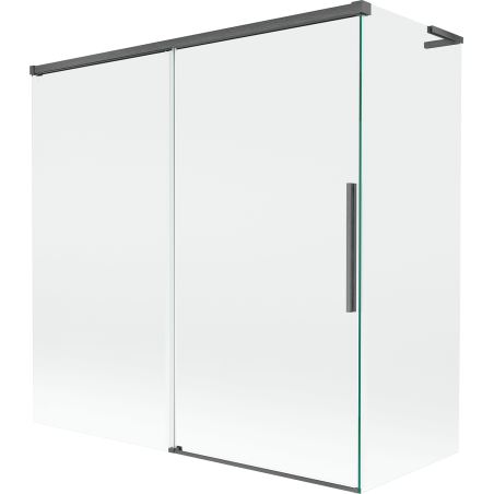 Mexen Rox L kétpaneles toló kádparaván 160 + 80 x 150 cm, átlátszó, szálcsiszolt gun gray - 8C9L-160-080-66-00