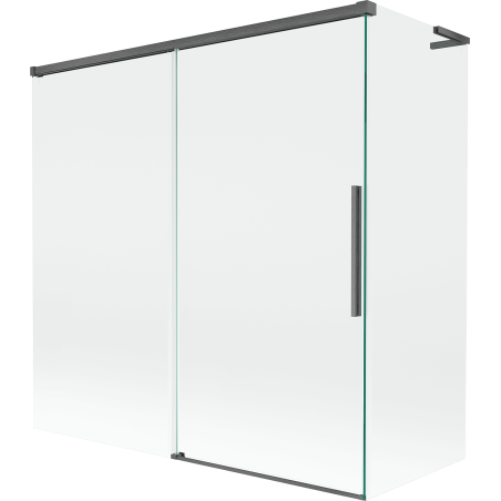 Mexen Rox L paravan de cadă cu 2 uși glisante 160 + 80 x 150 cm, transparent, gri armat periat - 8C9L-160-080-66-00