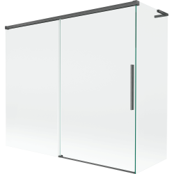 Mexen Rox L széthúzható 2 szárnyas kádparaván 180 + 80 x 150 cm, átlátszó, gun gray kefélt - 8C9L-180-080-66-00