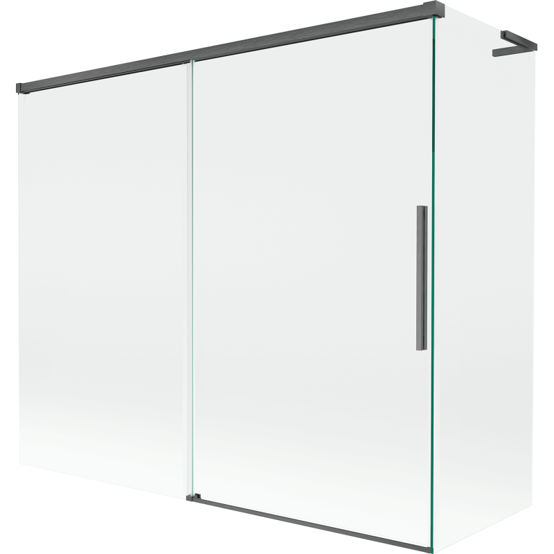 Mexen Rox L kétszárnyú tolóajtós fürdőszobai paraván 180 + 80 x 150 cm, átlátszó, gun gray kefélt - 8C9L-180-080-66-00