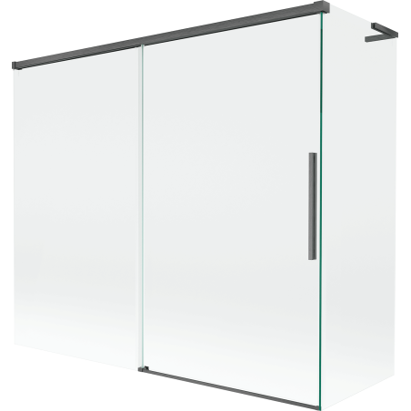 Mexen Rox L kétszárnyú tolóajtós fürdőszobai paraván 180 + 80 x 150 cm, átlátszó, gun gray kefélt - 8C9L-180-080-66-00