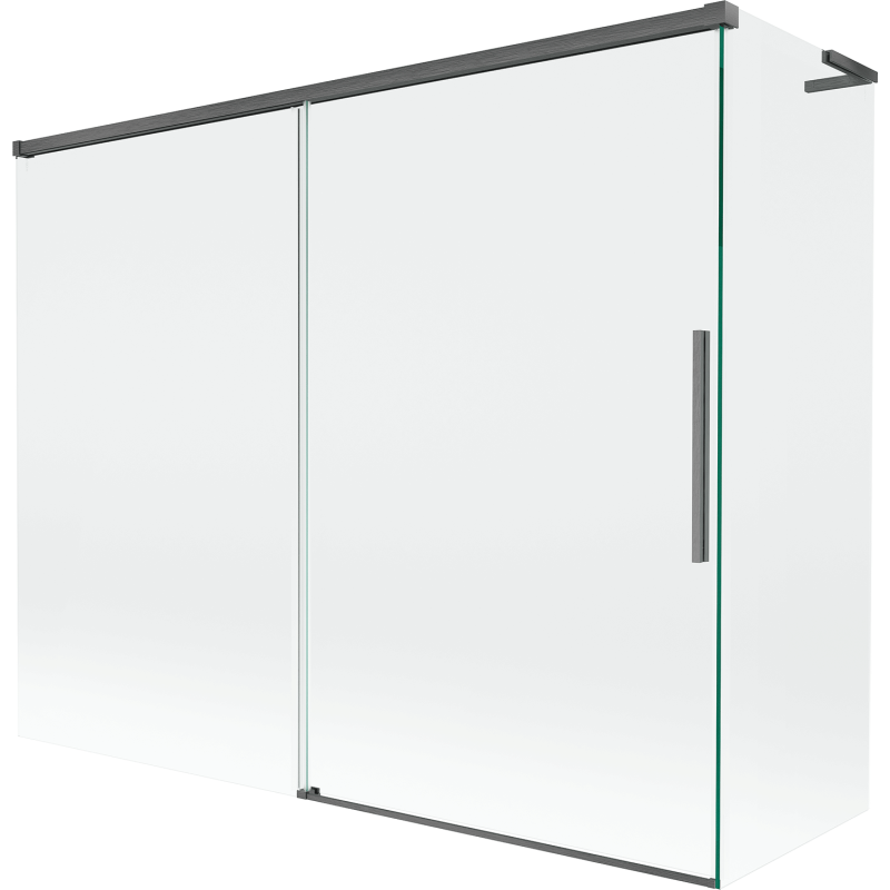 Mexen Rox L kétszárnyú, tolható fürdőszobai paraván 190 + 80 x 150 cm, átlátszó, szálcsiszolt gun gray - 8C9L-190-080-66-00